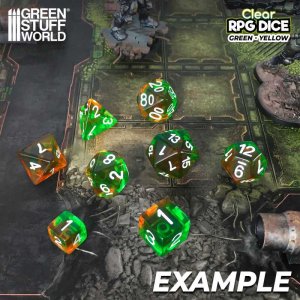 画像2: グリーンスタッフワールド[GSWD-3387]６面体ダイス12mm　クリアーオレンジ×グリーン（36個入） (2)