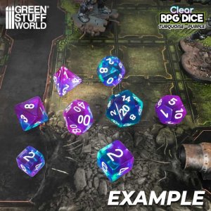 画像2: グリーンスタッフワールド[GSWD-3388]６面体ダイス12mm　クリアーターコイズ×パープル（36個入） (2)