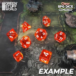 画像2: グリーンスタッフワールド[GSWD-3389]６面体ダイス16mm　クリアーレッド×イエロー（12個入） (2)