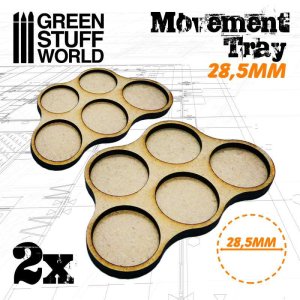 画像1: グリーンスタッフワールド[GSWD-11381]MDF製 28.5mm径円形型ベース専用移動トレイセット(小競り合い用) (1)