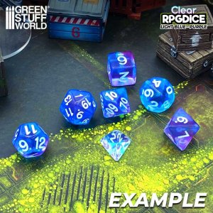 画像2: グリーンスタッフワールド[GSWD-4083]ダイスミックスセット16mm　ライトブルー×パープル（7個入） (2)