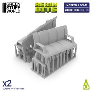 画像3: グリーンスタッフワールド[GSWD-12760]3Dプリントセット - 待合室ベンチ 1:48 (3)