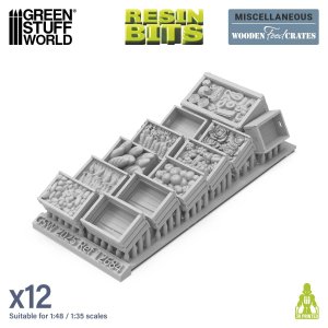 画像2: グリーンスタッフワールド[GSWD-12684]木製食料箱セット 1/48 (2)