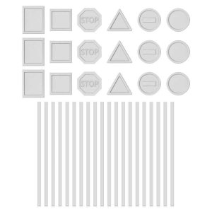画像2: グリーンスタッフワールド[GSWD-12719]3Dプリントセット - 交通標識1:35 (2)