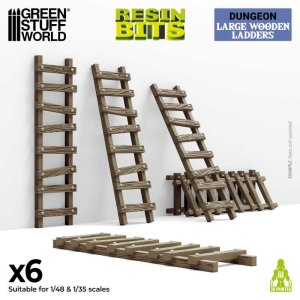 画像1: グリーンスタッフワールド[GSWD-12720]Large Wooden Ladders 1:48-1:35 (1)