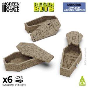 画像1: グリーンスタッフワールド[GSWD-12721]Dungeon Wooden Coffins 1:48 (1)