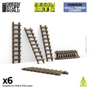 画像1: グリーンスタッフワールド[GSWD-12723]Small Wooden Ladders 1:48-1:35 (1)