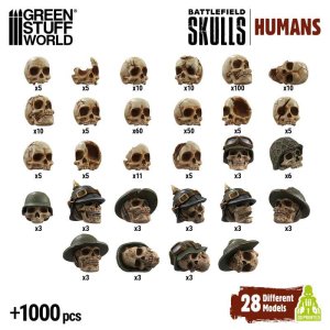 画像2: グリーンスタッフワールド[GSWD-12743]1000x Battlefield Resin Skulls 1:48-1:35 (2)