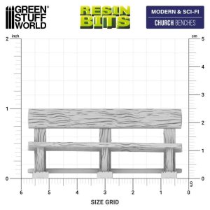 画像2: グリーンスタッフワールド[GSWD-12901]3Dプリントセット - 教会のベンチ1:48 (2)