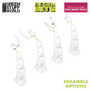 画像2: グリーンスタッフワールド[GSWD-12915]3Dプリントセット - モジュラークリアデュアルスモークトレイル4個入り (2)