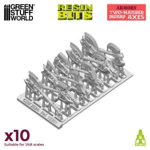 画像4: グリーンスタッフワールド[GSWD-13301]3Dプリントセット - 両手ドワーフの斧 1:48 (4)