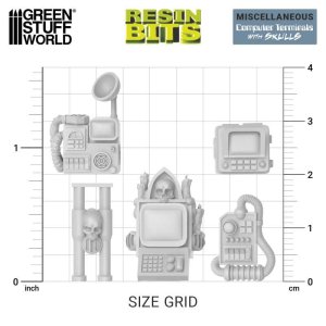 画像3: グリーンスタッフワールド[GSWD-13302]3Dプリントセット - 頭蓋骨のあるコンピューター端末 1:48 (3)