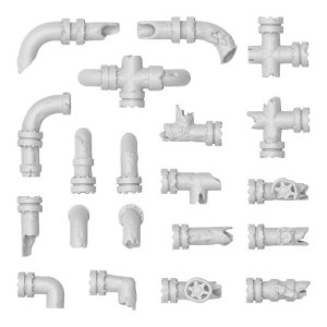 画像4: グリーンスタッフワールド[GSWD-13303]3Dプリントセット - 損傷したパイプ 1:48-1:35 (4)