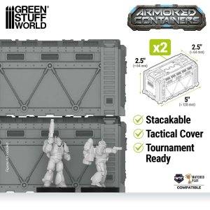 画像2: グリーンスタッフワールド[GSWD-13585]Plastic Sci-fi armored container (Pack x2) (2)