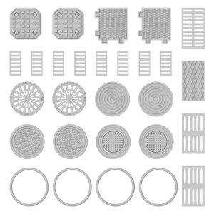 画像5: グリーンスタッフワールド[GSWD-13637]3Dプリントセット - マンホールの蓋 1:48-1:35 (5)