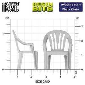 画像2: グリーンスタッフワールド[GSWD-13638]3Dプリントセット - プラスチック製の椅子1:48 (2)