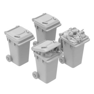 画像4: グリーンスタッフワールド[GSWD-13643]3Dプリントセット - 車輪付きプラスチック製ゴミ箱 1:48 (4)