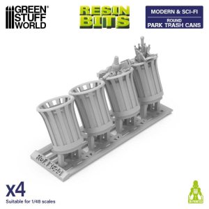 画像3: グリーンスタッフワールド[GSWD-13644]3Dプリントセット - 公園のゴミ箱 -円形1:48 (3)