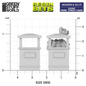 画像3: グリーンスタッフワールド[GSWD-13645]3Dプリントセット - 公園のゴミ箱 - 正方形1:48 (3)