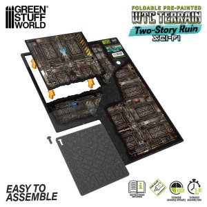 画像2: グリーンスタッフワールド[GSWD-6564]Pre-Painted Foldable Two-Story WTC Terrain Ruin - Sci-fi (2)