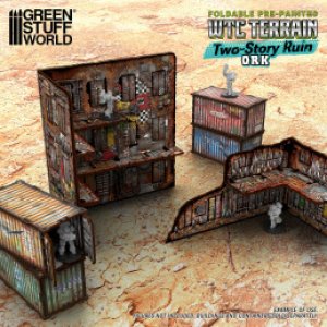 画像3: グリーンスタッフワールド[GSWD-6584]Pre-Painted Foldable Two-Story WTC Terrain Ruin - Orks (3)