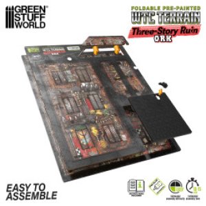画像2: グリーンスタッフワールド[GSWD-6585]Pre-Painted Foldable Three-Story WTC Terrain Ruin - Orks (2)