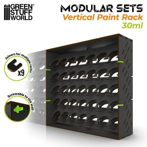 画像4: グリーンスタッフワールド[GSWD-6904］MDF製30mlボトル対応 モジュール式縦型ペイントラック　35本収納タイプ (4)