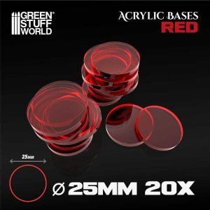画像1: グリーンスタッフワールド[GSWD-9292]Acrylic Bases - Round 25 mm CLEAR RED (1)