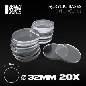 画像1: グリーンスタッフワールド[GSWD-9293]Acrylic Bases - Round 32 mm CLEAR (1)