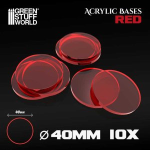画像1: グリーンスタッフワールド[GSWD-9297]Acrylic Bases - Round 40 mm CLEAR RED (1)