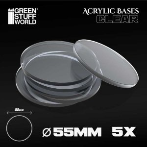 画像1: グリーンスタッフワールド[GSWD-9299]Acrylic Bases - Round 55 mm CLEAR (1)