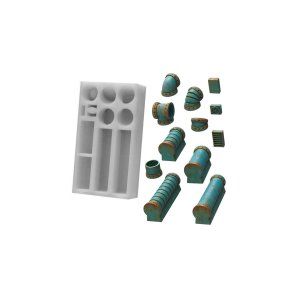 画像4: グリーンスタッフワールド[GSWD-2164]ジオラマアクセサリー シリコン型 工業用パイプ (4)