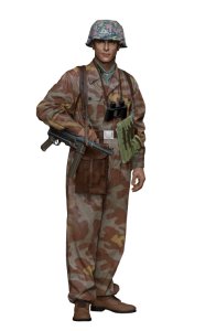 画像1: H3 Models[HS16142]1/16 WWII ドイツ 武装親衛隊 MP40を持つ将校 ノルマンディー (1)