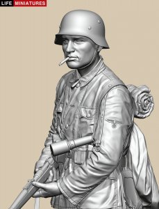 画像1: ライフミニチュア[LM-B033]1/10バスト WWII ドイツ ポトー迎撃戦 ハンセン戦闘団の装甲擲弾兵 バルジの戦い1944 胸像 (1)