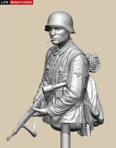 画像7: ライフミニチュア[LM-B033]1/10バスト WWII ドイツ ポトー迎撃戦 ハンセン戦闘団の装甲擲弾兵 バルジの戦い1944 胸像 (7)