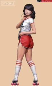 画像2: ライフミニチュア[LM-CG12002]1/12 シティガールズ アリカ ローラースケートの少女 1980年代 (2)