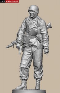 画像4: ライフミニチュア[LM-20001]1/10(200mm) WWII ドイツ ポトー迎撃戦 ハンセン戦闘団のMG42機銃手 バルジの戦い1944(100個限定) (4)