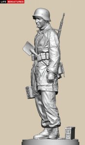 画像4: ライフミニチュア[LM-35010]1/35 WWII ドイツ ポトー迎撃戦 ハンセン戦闘団の降下猟兵弾薬手 アルデンヌ1944年12月18日 (4)
