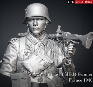 画像19: ライフミニチュア[LM-B028]1/10 胸像 WWII ドイツ国防軍 MG34機関銃手 フランス1940 (19)
