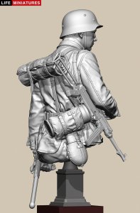 画像5: ライフミニチュア[LM-B031]1/10(200mm)バスト WWII ドイツ ポトー迎撃戦 ハンセン戦闘団の分隊長 バルジの戦い1944 胸像 (5)