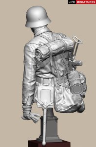 画像7: ライフミニチュア[LM-B031]1/10(200mm)バスト WWII ドイツ ポトー迎撃戦 ハンセン戦闘団の分隊長 バルジの戦い1944 胸像 (7)