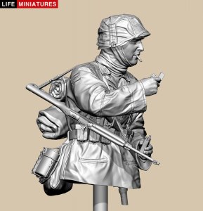 画像2: ライフミニチュア[LM-B032]1/10(200mm)バスト WWII ドイツ ポトー迎撃戦 ハンセン戦闘団のM1カービンを持つ小銃手 バルジの戦い1944 胸像 (2)