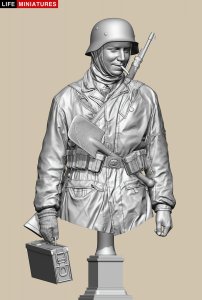 画像2: ライフミニチュア[LM-B034]1/10バスト WWII ドイツ ポトー迎撃戦 ハンセン戦闘団の降下猟兵弾薬手 アルデンヌ1944年12月18日 胸像 (2)