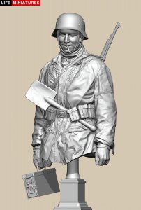 画像3: ライフミニチュア[LM-B034]1/10バスト WWII ドイツ ポトー迎撃戦 ハンセン戦闘団の降下猟兵弾薬手 アルデンヌ1944年12月18日 胸像 (3)