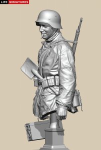 画像7: ライフミニチュア[LM-B034]1/10バスト WWII ドイツ ポトー迎撃戦 ハンセン戦闘団の降下猟兵弾薬手 アルデンヌ1944年12月18日 胸像 (7)