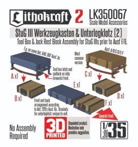 画像1: Lithokraft（リソクラフト）[LK350067]1/35 WWII ドイツ III号突撃砲 工具箱&ジャッキ台セット(2) (1)