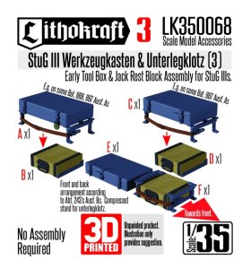 画像1: Lithokraft（リソクラフト）[LK350068]1/35 WWII ドイツ III号突撃砲 工具箱&ジャッキ台セット(3) (1)