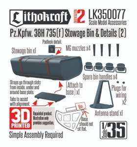 画像1: Lithokraft（リソクラフト）[LK350077]1/35 WWII ドイツ Pz.Kpfw.38H 735(f)(オチキスH35)用雑具箱&ディテールセット(2) (1)