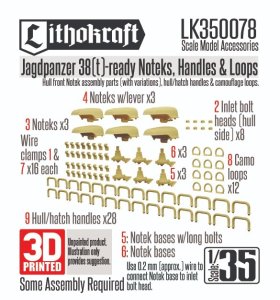 画像1: Lithokraft（リソクラフト）[LK350078]1/35 WWII ドイツ 駆逐戦車38(t)ヘッツァー ノテックライト/取っ手/タイダウンループセット (1)