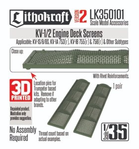画像1: Lithokraft（リソクラフト）[LK350101]1/35 WWII 露/ソ KV-1/2重戦車 機関室グリル Ver.2(2個入) (1)